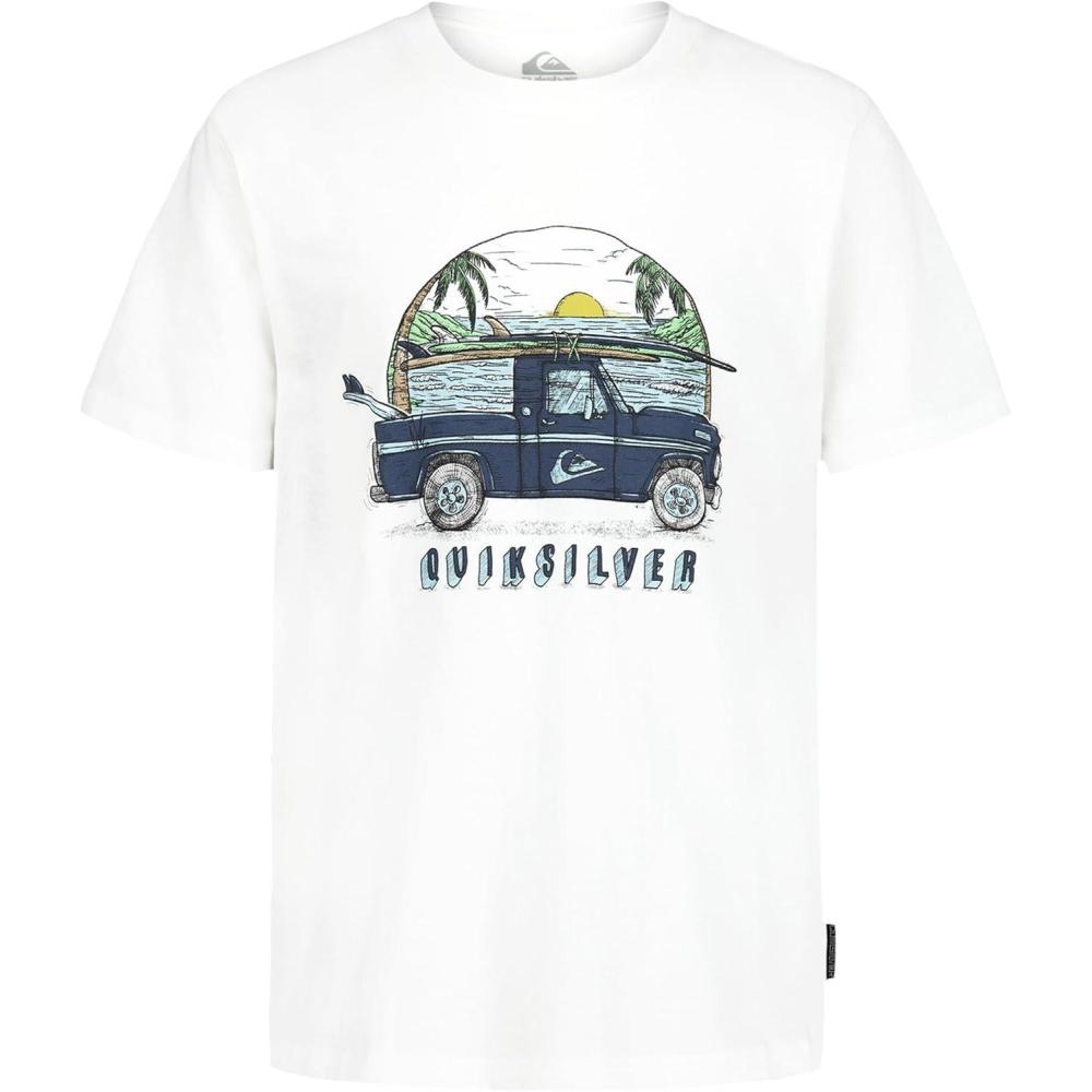 image:imageQuiksilver Boys Short Sleeve Screen Print Graphic TShirt Soft amp Comfortable Regular FitWhite Truck
