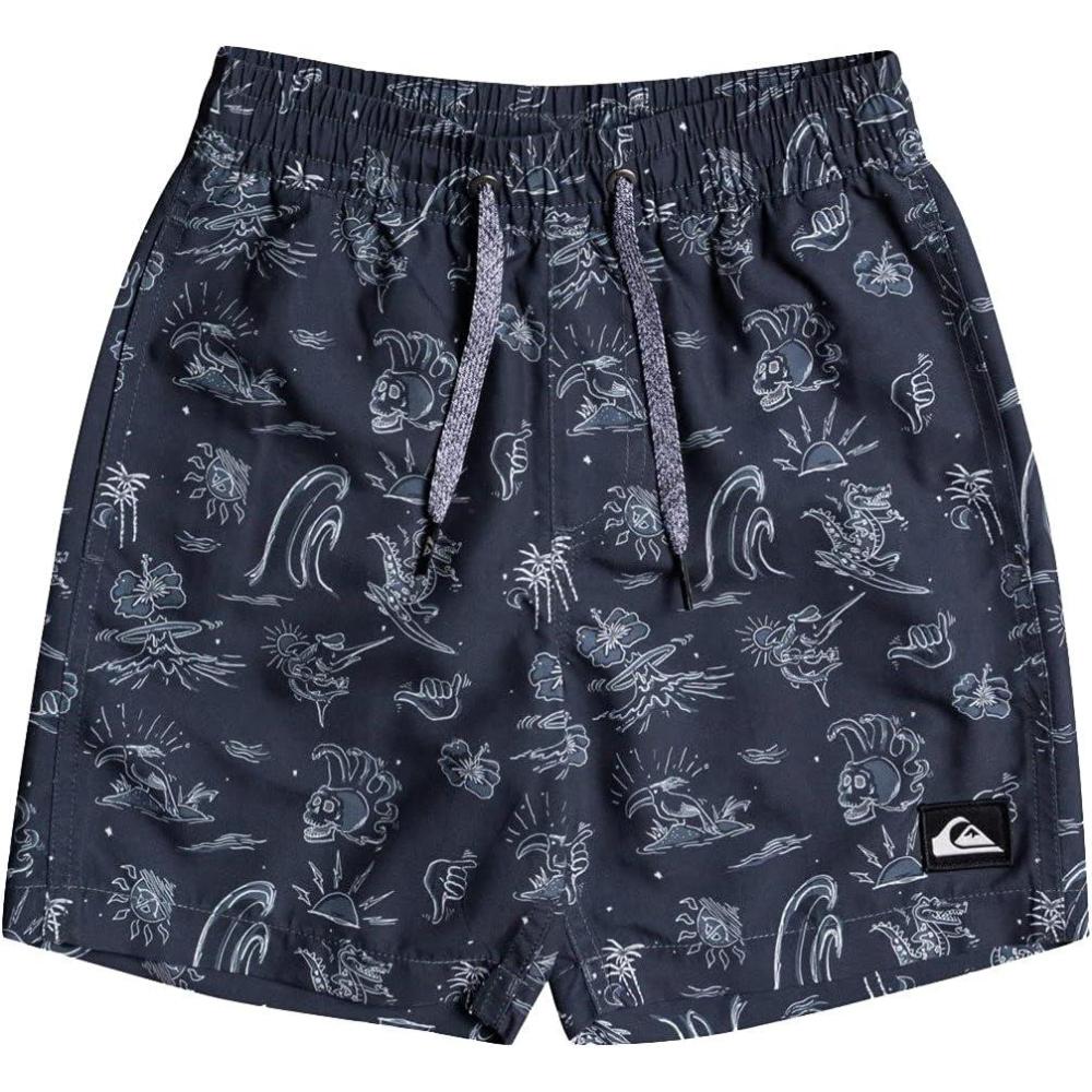 image:imageQuiksilver Boys Wild Life Elastic Waist Volley Swim Short 13India Ink Wild Life S221