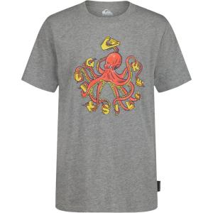 Quiksilver Boys Short Sleeve Screen Print Graphic T-Shirt, Soft & Comfortable, Regular Fit(Gray Octo)