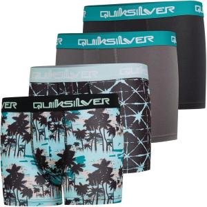 Quiksilver Boys Underwear 4 Pack Boxer Briefs for Boys 6-18 Durable Stretch Breathable Moisture Wicking(Grey black mint Floral green/Black)