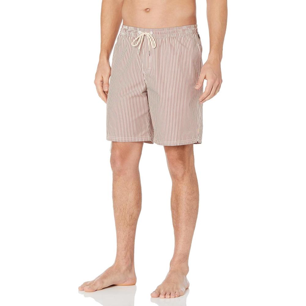 image:imageQuiksilver Mens Deck Stripe Volley Volley Swim Trunk Bathing SuitBiking Red Deck Stripe