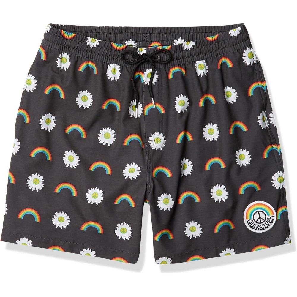 image:imageQuiksilver Mens Standard Peace in The Jungle Volley 17 Boardshort Swim TrunkBlack New World Order