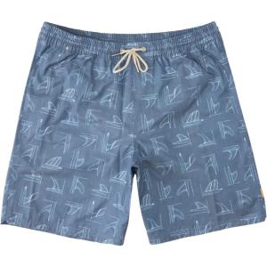 Quiksilver Mens Deck Stripe Volley Volley Swim Trunk Bathing Suit(Fin Party/Ensign Blue)