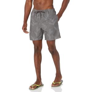 Quiksilver Mens Men’s Ginger Stalks Volley Elastic Waist Boardshort Swim Trunk(Black Ginger Stalks 233)