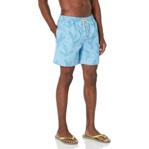 Quiksilver Mens Men’s Ginger Stalks Volley Elastic Waist Boardshort Swim Trunk(Dusk Blue Vly Ginger Stalks 233)