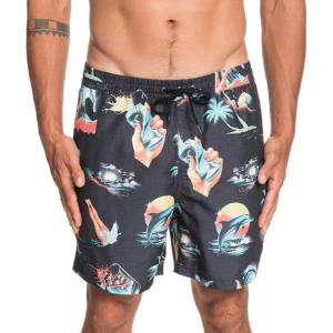 Quiksilver Men’s Standard Sun Damage Volley 17 Boardshort Swim Trunk(Black)
