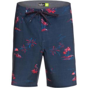 Quiksilver Mens Surfsilk Washed Sessions 18 Boardshort Swim Trunk(Piped/Navy Blazer)