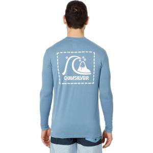 Quiksilver Men’s DNA Logo Surf Tee Long Sleeve Surf Tee(Blue Shadow)
