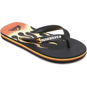 Quiksilver Unisex-Child Molokai Panel Youth 3 Point Sandal(Black/Black/Yellow Molokai Flame Youth)