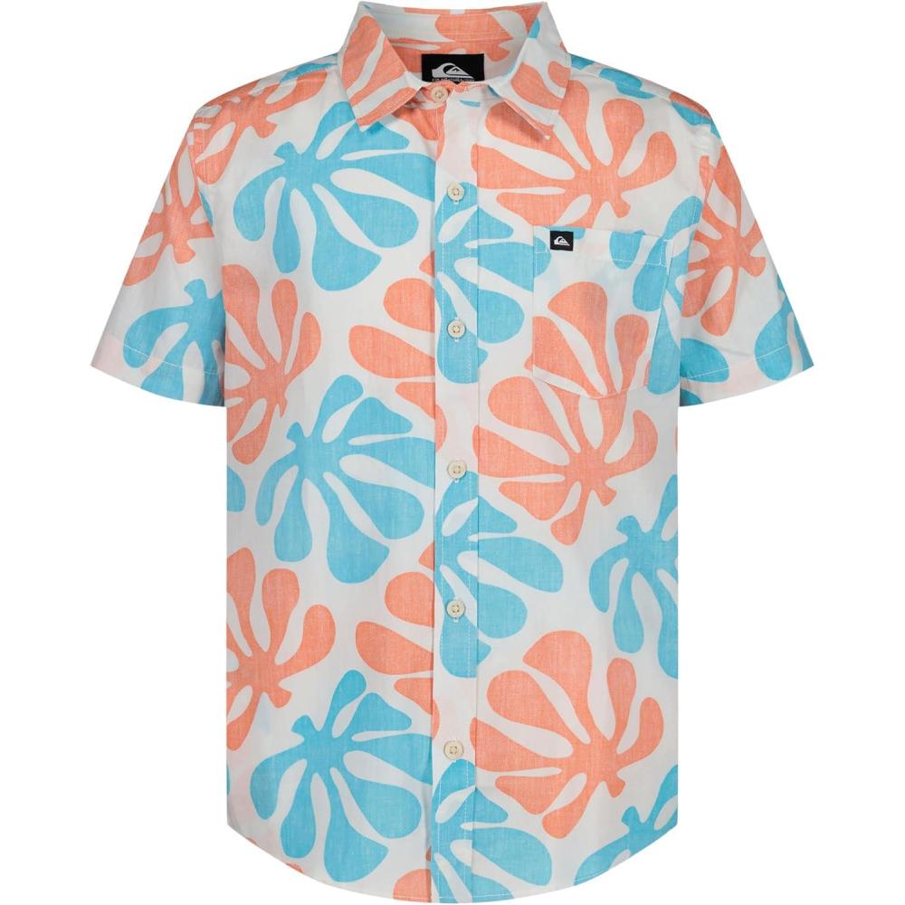 image:imageQuiksilver Boys Short Sleeve Classic Woven Shirt Button Down Top Stylish amp ComfortableOff White Tiles