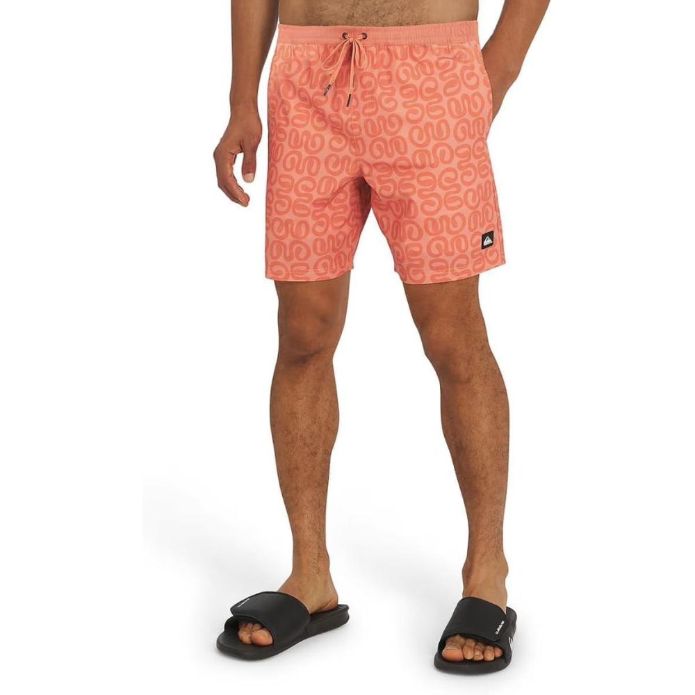 image:imageQuiksilver Mens Swimwear Regular Fit Stretchable Comfort Liner Swim Trunks SXXLGraphic Design Mineral Red