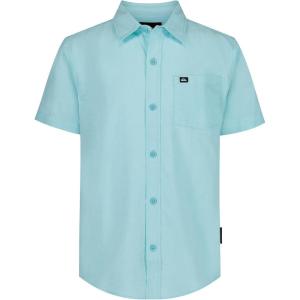 Quiksilver Boys’ Short Sleeve Classic Woven Shirt, Button Down Top, Stylish & Comfortable(Angel Blue)