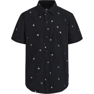 Quiksilver Boys’ Short Sleeve Classic Woven Shirt, Button Down Top, Stylish & Comfortable(Black Classics)