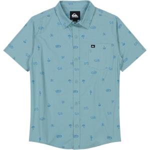 Quiksilver Boys’ Short Sleeve Classic Woven Shirt, Button Down Top, Stylish & Comfortable(Jade Grey)