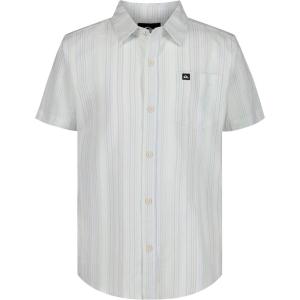Quiksilver Boys’ Short Sleeve Classic Woven Shirt, Button Down Top, Stylish & Comfortable(Off White Stripe)