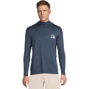 Quiksilver Mens DNA Logo Surf Long Sleeve Hooded Surf Tee(Navy Heather)