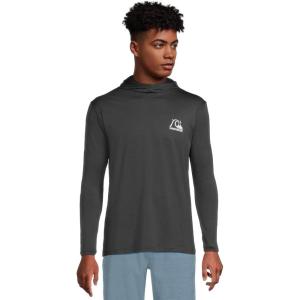 Quiksilver Mens DNA Logo Surf Long Sleeve Hooded Surf Tee(Phantom Heather)
