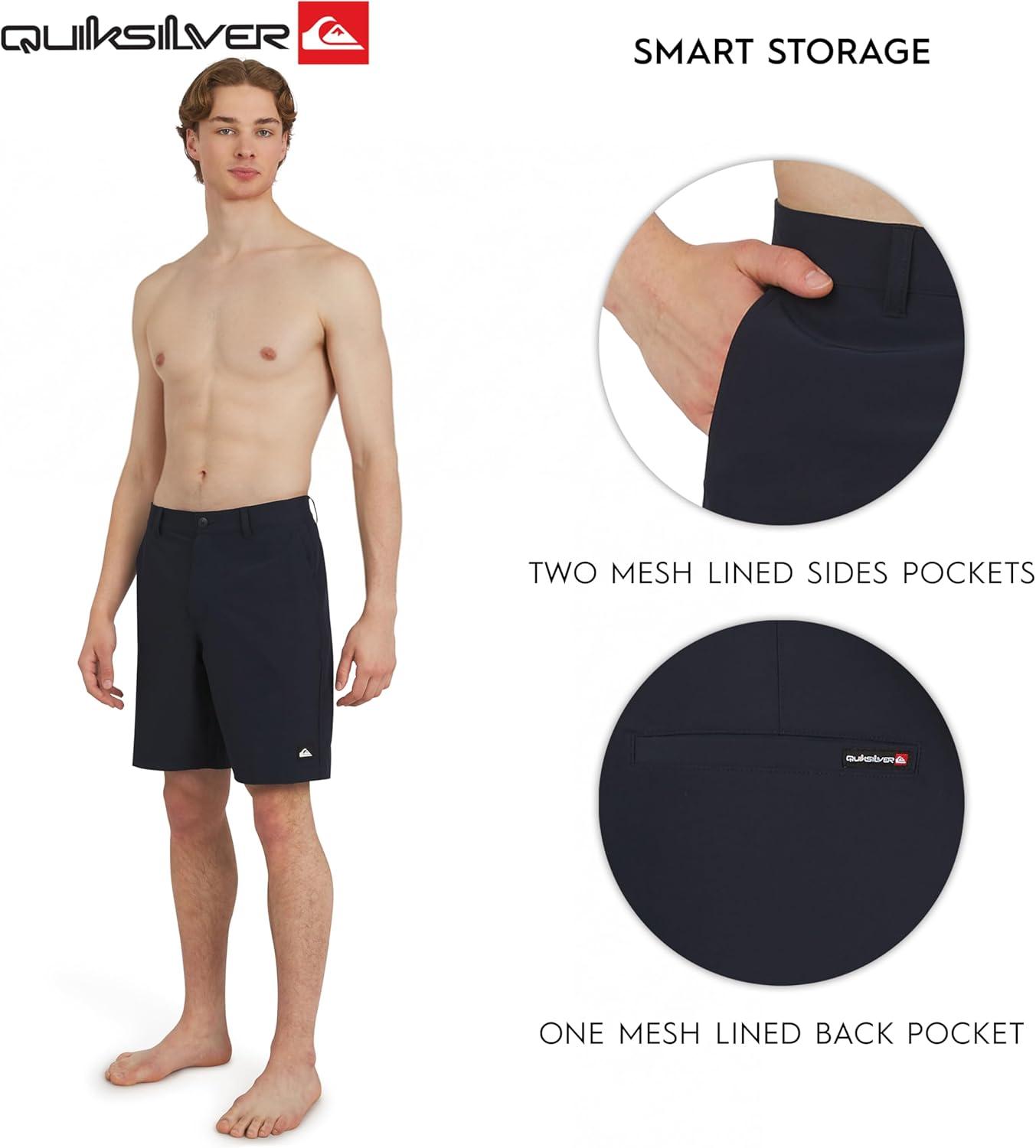 image:imageQuiksilver Mens Regular Fit Fixed Waist Water Friendly Active Hybrid ShortsSolid Design Navy