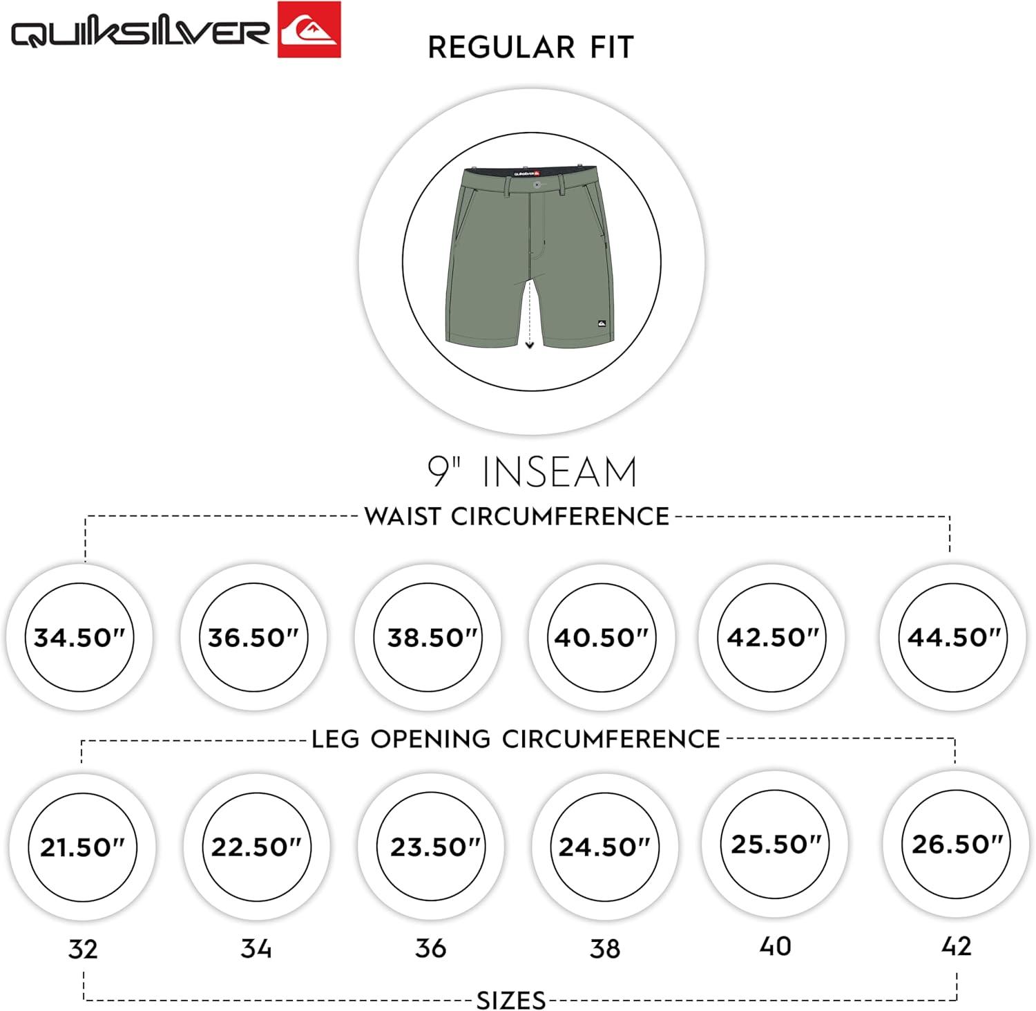 image:imageQuiksilver Mens Regular Fit Fixed Waist Water Friendly Active Hybrid ShortsSolid Design Sage