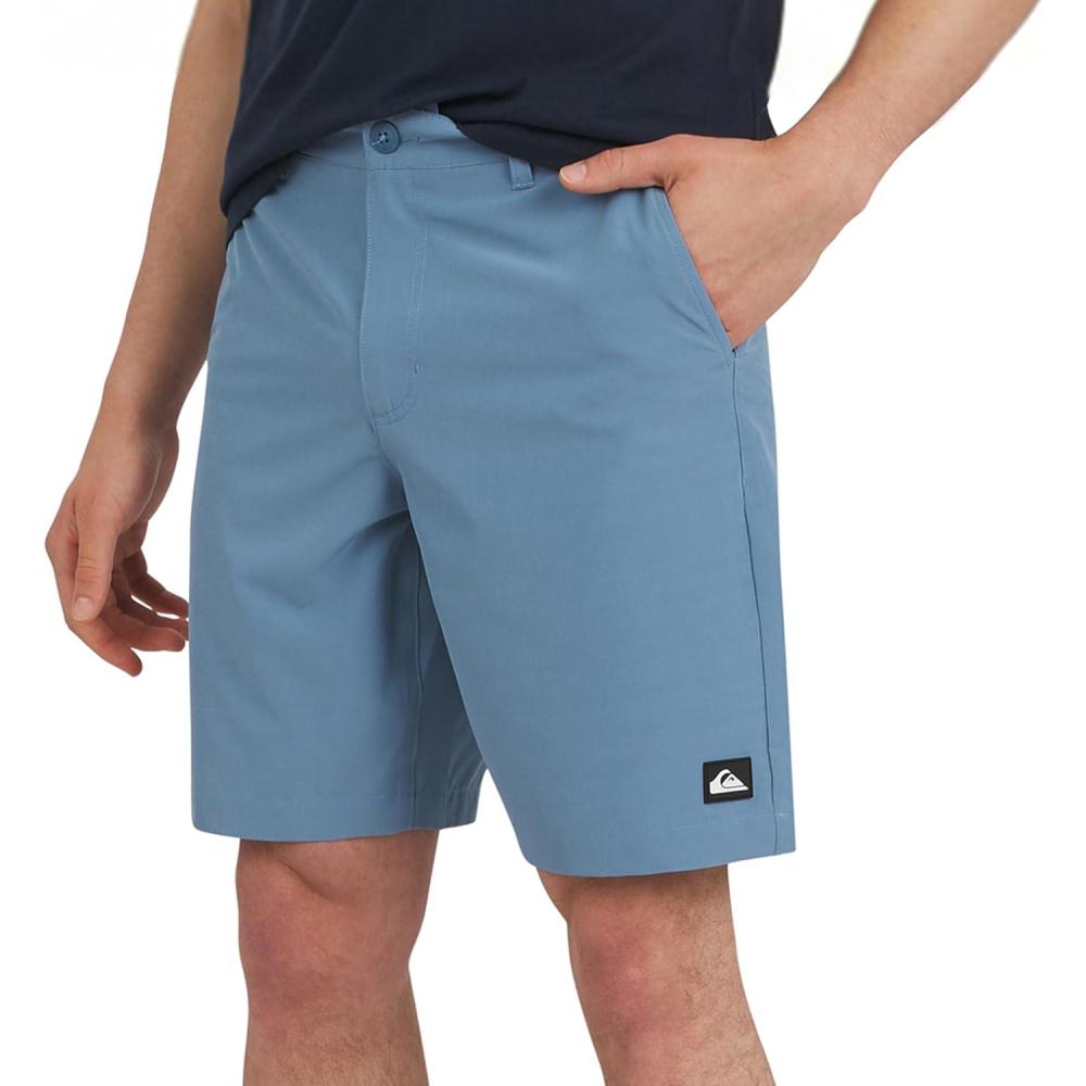 image:imageQuiksilver Mens Regular Fit Fixed Waist Water Friendly Active Hybrid ShortsSolid Deisgn Blue Shadow