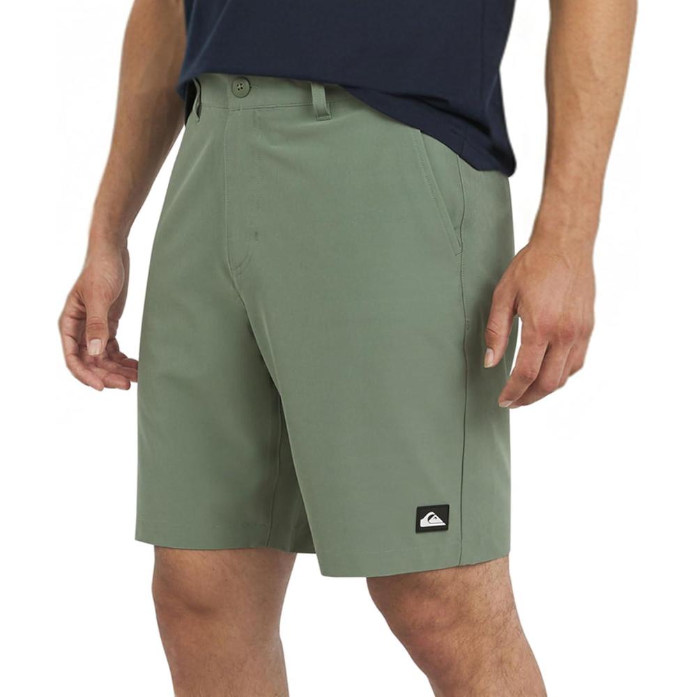 image:imageQuiksilver Mens Regular Fit Fixed Waist Water Friendly Active Hybrid ShortsSolid Design Sage