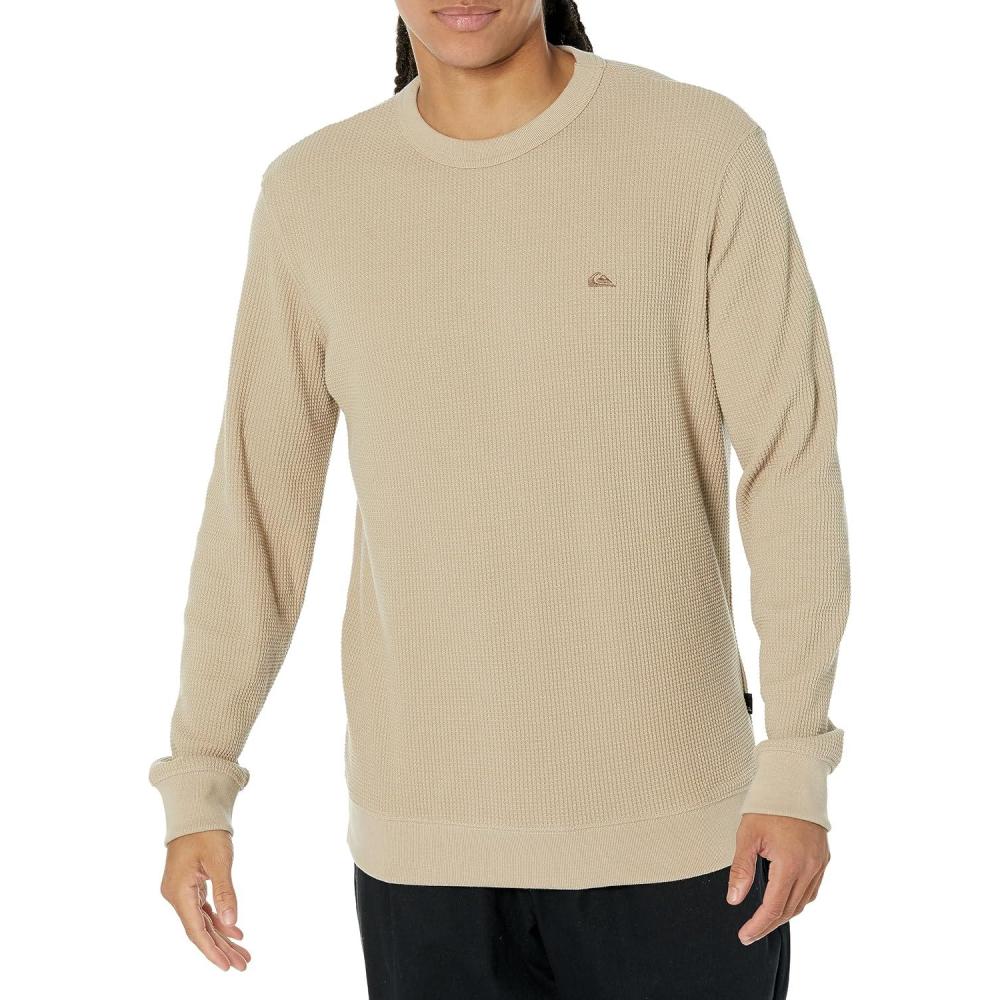 image:imageQuiksilver mens Quiksilver Mens Flanders Waffle Crew Neck Pullover SweatshirtSweaterPlaza Taupe 233