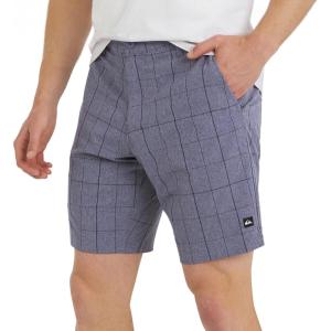 Quiksilver Men’s Regular Fit Fixed Waist Water Friendly Active Hybrid Shorts(Plaid Design – Eclipse)