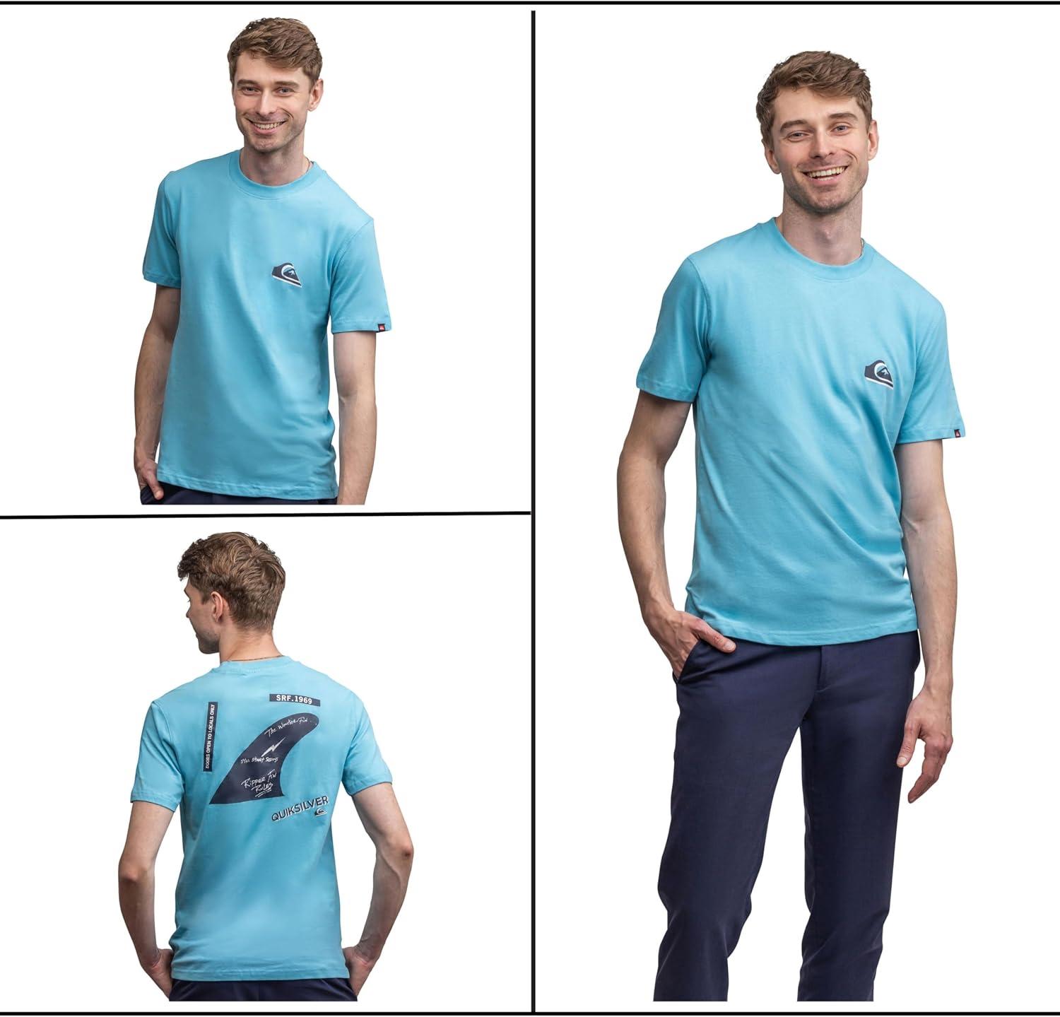 image:imageQuiksilver Mens Regular Fit Soft Cotton Short Sleeve TShirt SXLBeach Blue