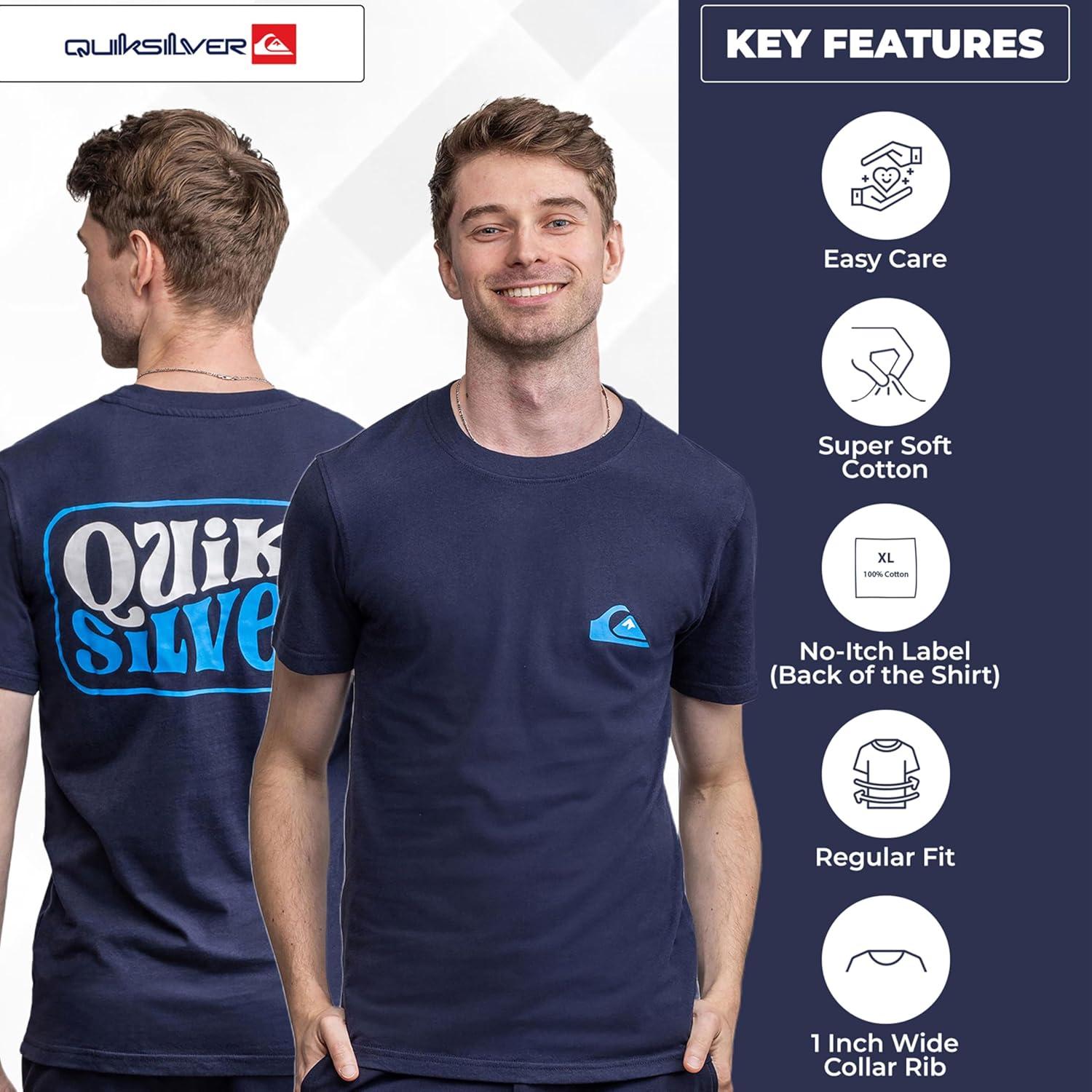 image:imageQuiksilver Mens Regular Fit Soft Cotton Short Sleeve TShirt SXLNavy
