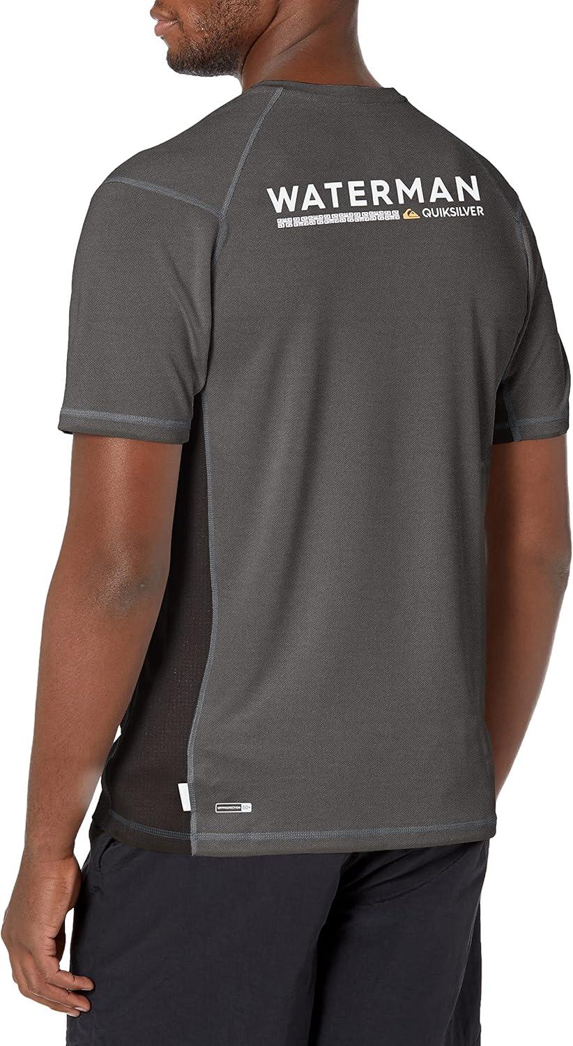 image:imageQuiksilver Mens Standard Bamboo Check Short Sleeve Rashguard Surf Tee ShirtDark Shadow