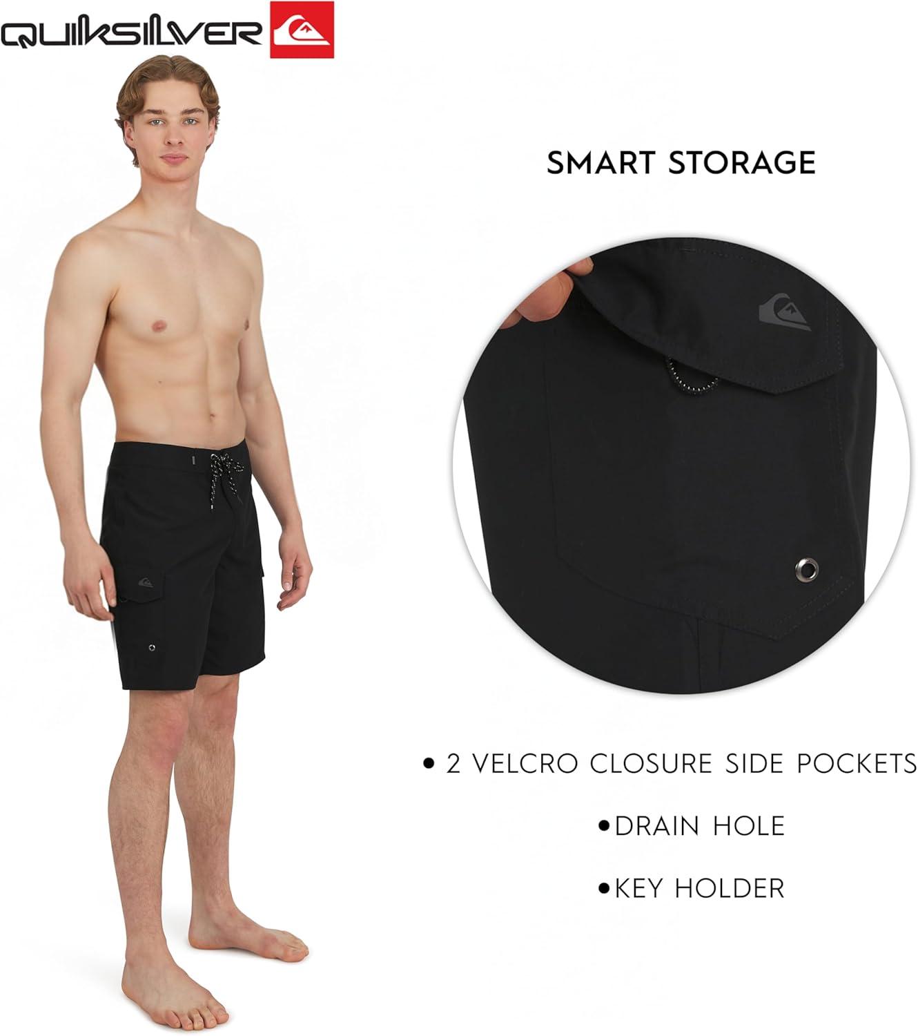 image:imageQuiksilver Mens Swimwear Regular Fit Fixed Waist UPF 50 Quick Dry 22 Inch Board ShortsBlack