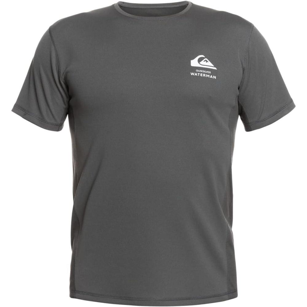 image:imageQuiksilver Mens Standard Bamboo Check Short Sleeve Rashguard Surf Tee ShirtDark Shadow
