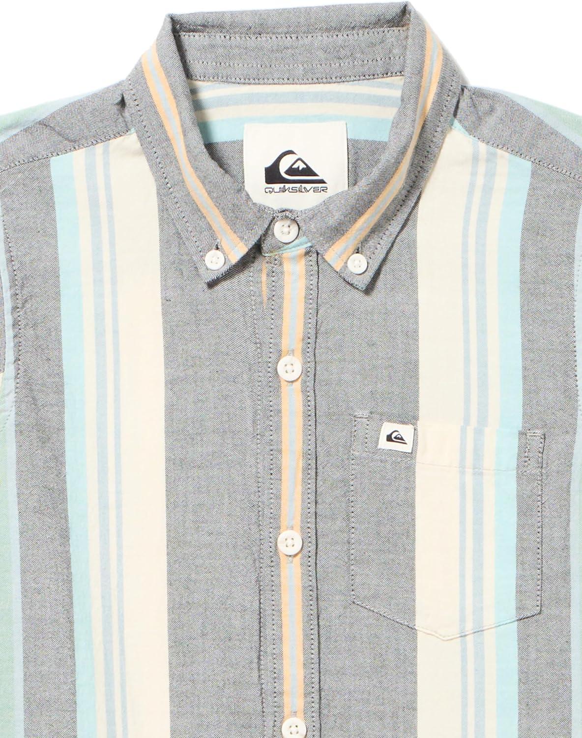 image:imageQuiksilver Boys Short Sleeve Classic Woven Shirt Button Down Top Stylish amp ComfortableBlack Oxford Stripe Ss 241