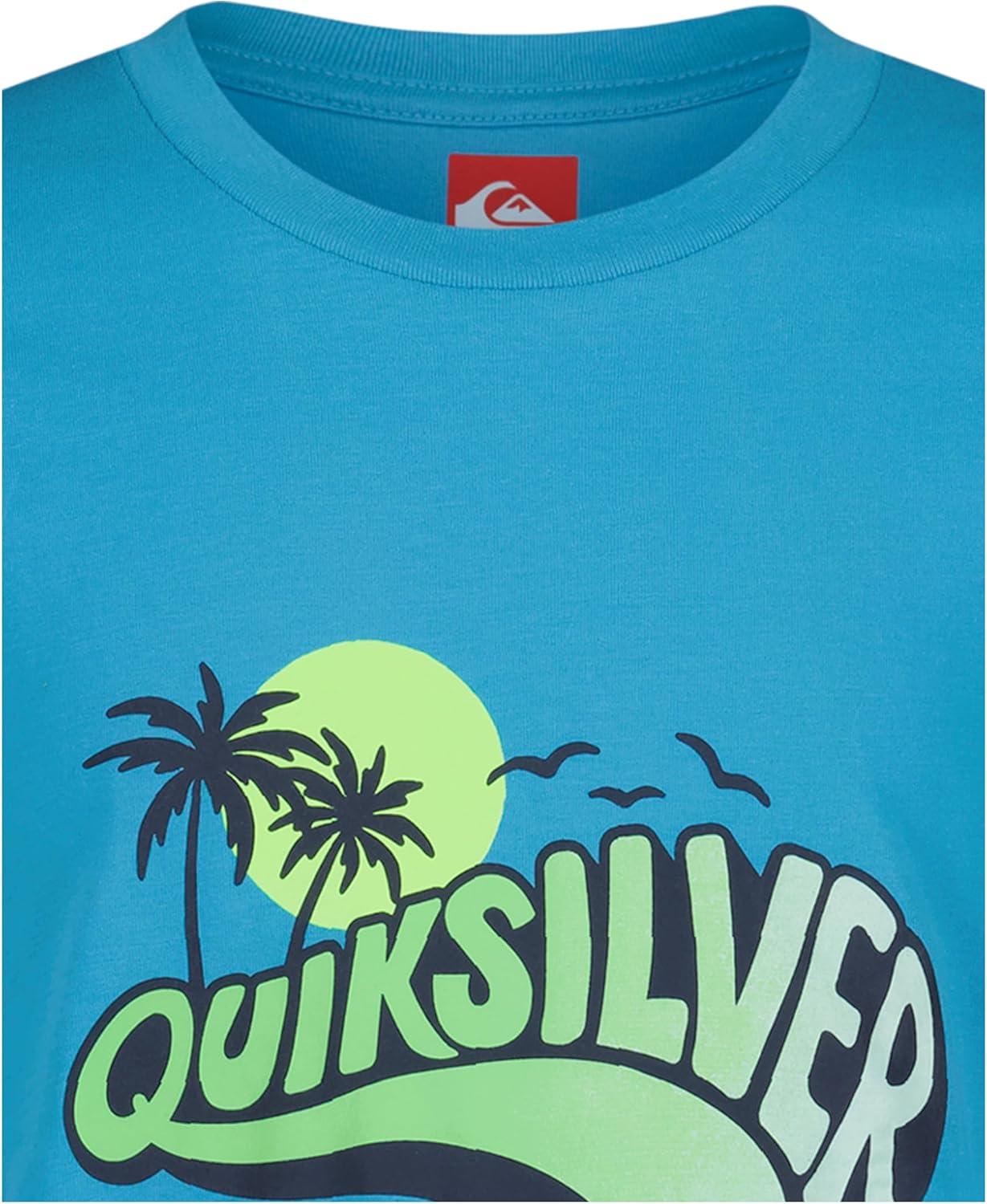 image:imageQuiksilver Boys Short Sleeve Screen Print Graphic TShirt Soft amp Comfortable Regular FitHorizon Blue Wavey