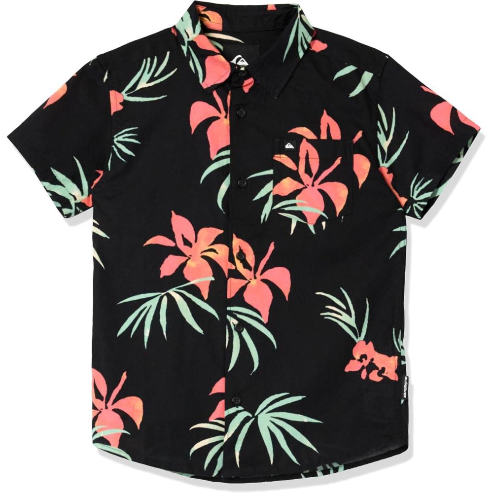 image:imageQuiksilver Boys Short Sleeve Classic Woven Shirt Button Down Top Stylish amp ComfortableMix Black Aop