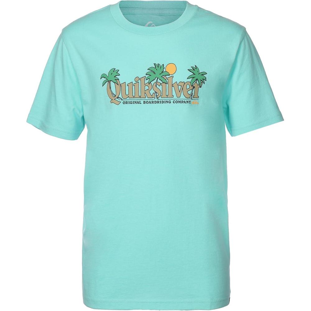 image:imageQuiksilver Boys Short Sleeve Screen Print Graphic TShirt Soft amp Comfortable Regular FitAqua Sky Palm