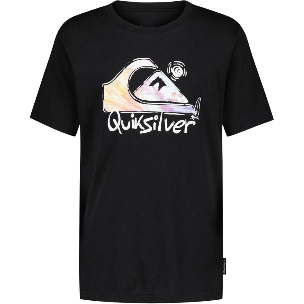image:imageQuiksilver Boys Short Sleeve Screen Print Graphic TShirt Soft amp Comfortable Regular FitBlack Photoreal
