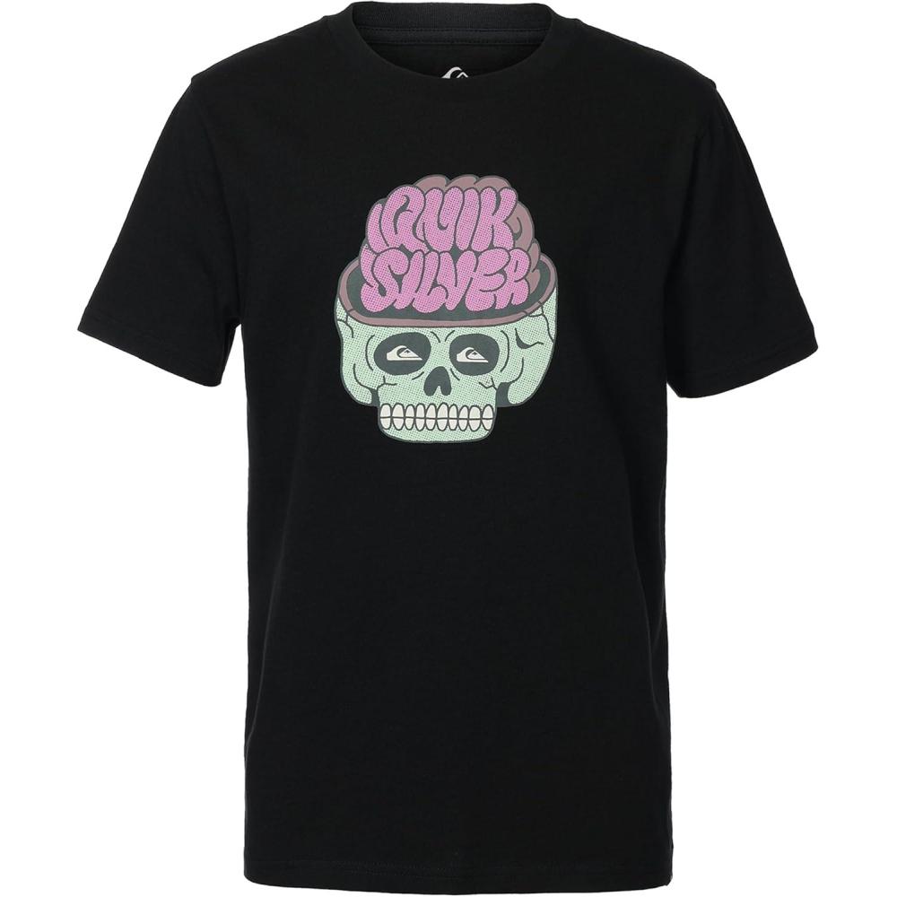 image:imageQuiksilver Boys Short Sleeve Screen Print Graphic TShirt Soft amp Comfortable Regular FitBlack Skulled