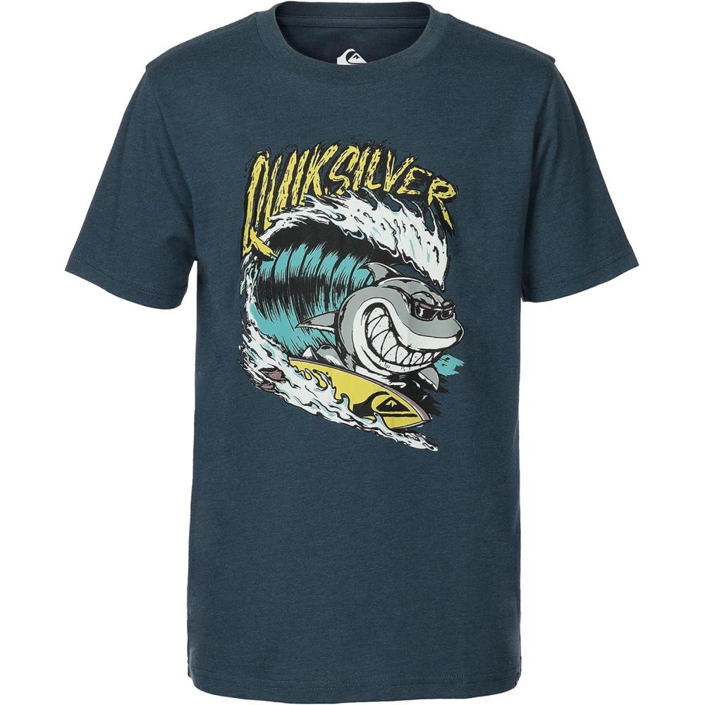 image:imageQuiksilver Boys Short Sleeve Screen Print Graphic TShirt Soft amp Comfortable Regular FitOrion Heather Shark