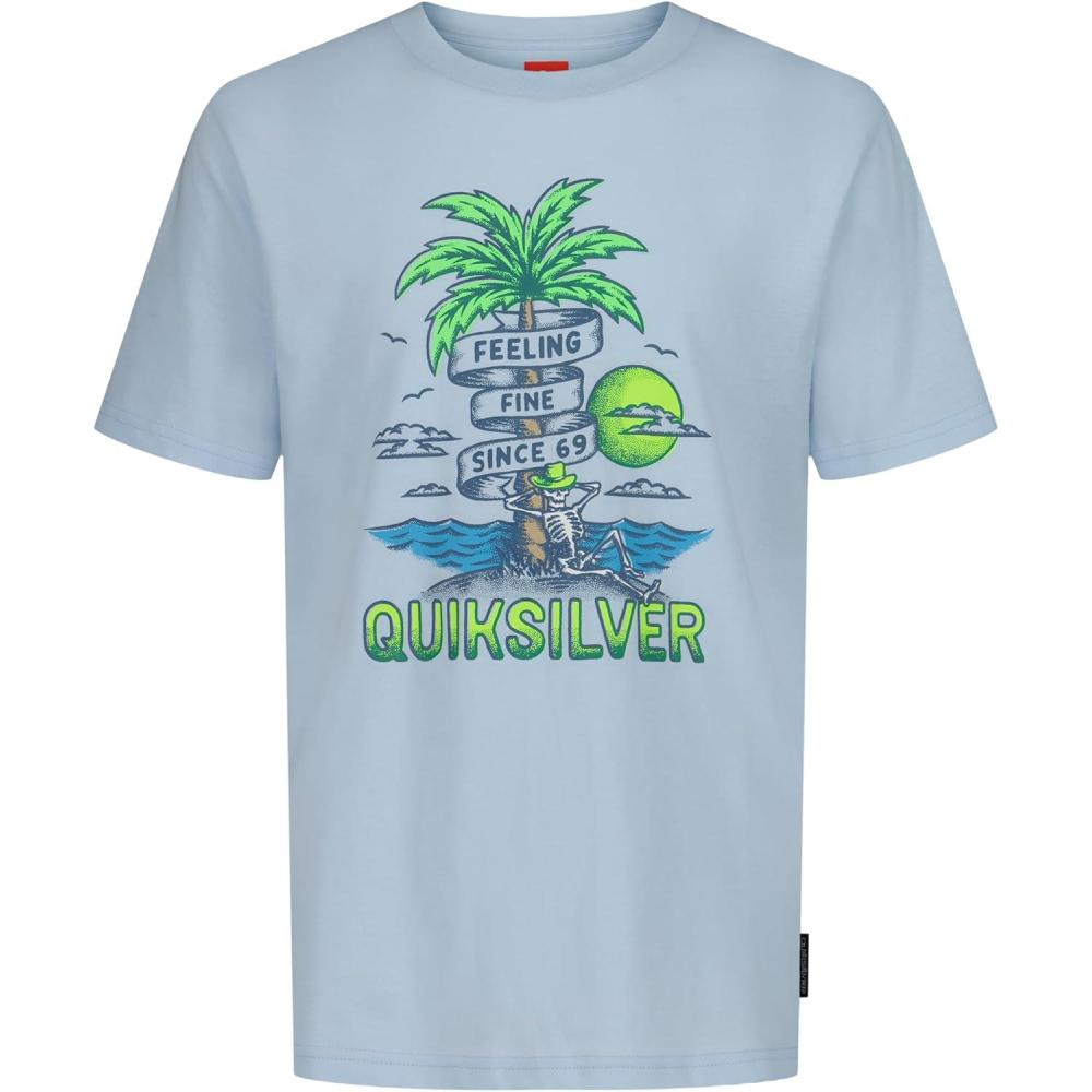 image:imageQuiksilver Boys Short Sleeve Screen Print Graphic TShirt Soft amp Comfortable Regular FitSkeleton Chillin