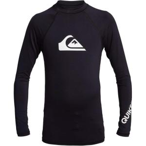 Quiksilver Boys’ Long Sleeve Snug Fit Rashguard Surf Shirt with UPF 50+ Sun Protection, Kid’s Swim Top(Black at)
