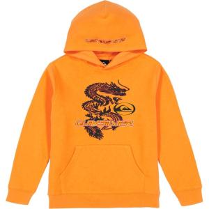 Quiksilver Boys’ Pullover Hoodie Sweatshirt, Soft & Comfortable Fleece, Front Pocket(Orange Dragon)