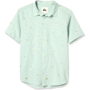 Quiksilver Boys’ Short Sleeve Classic Woven Shirt, Button Down Top, Stylish & Comfortable(Mix Cloud Blue)