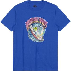 Quiksilver Boys’ Short Sleeve Screen Print Graphic T-Shirt, Soft & Comfortable, Regular Fit(Blue Times Up)