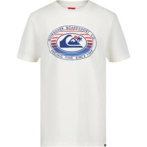 Quiksilver Boys’ Short Sleeve Screen Print Graphic T-Shirt, Soft & Comfortable, Regular Fit(Egret Oval Stamp)