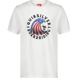 Quiksilver Boys’ Short Sleeve Screen Print Graphic T-Shirt, Soft & Comfortable, Regular Fit(Flag Wave White)