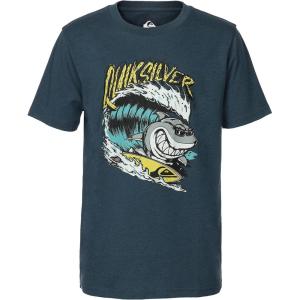 Quiksilver Boys’ Short Sleeve Screen Print Graphic T-Shirt, Soft & Comfortable, Regular Fit(Orion Heather Shark)