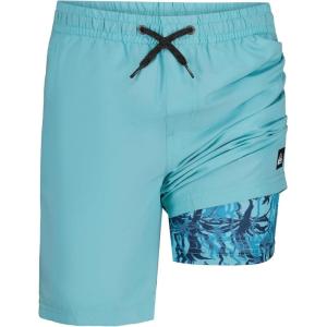 Quiksilver Boys’ Volley Swim Trunks with Compression Liner, UPF 50+ Sun Protection, Quick Dry Bathing Suit Shorts(Angel Blue)