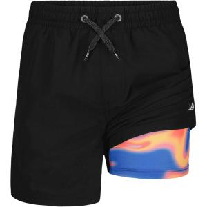 Quiksilver Boys’ Volley Swim Trunks with Compression Liner, UPF 50+ Sun Protection, Quick Dry Bathing Suit Shorts(Black)