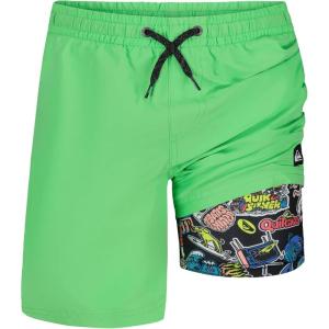 Quiksilver Boys’ Volley Swim Trunks with Compression Liner, UPF 50+ Sun Protection, Quick Dry Bathing Suit Shorts(Paradise Green)